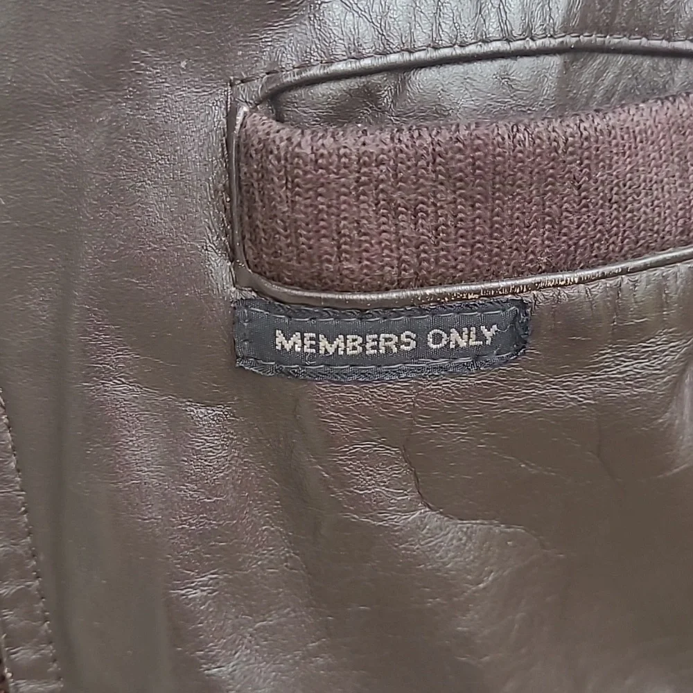 MEMBERS ONLY Dark Brown Leather Moto Racer Mens 46 XL Full Zip Jacket‎ VTG RARE - Picture 3 of 11